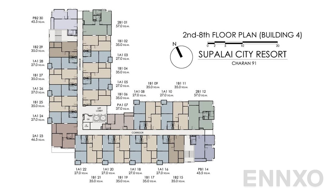 แปลนชั้น Tower4 ของโครงการ Supalai City Resort Charan 91
