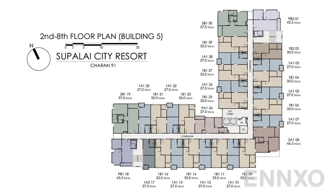 แปลนชั้น Tower5 ของโครงการ Supalai City Resort Charan 91