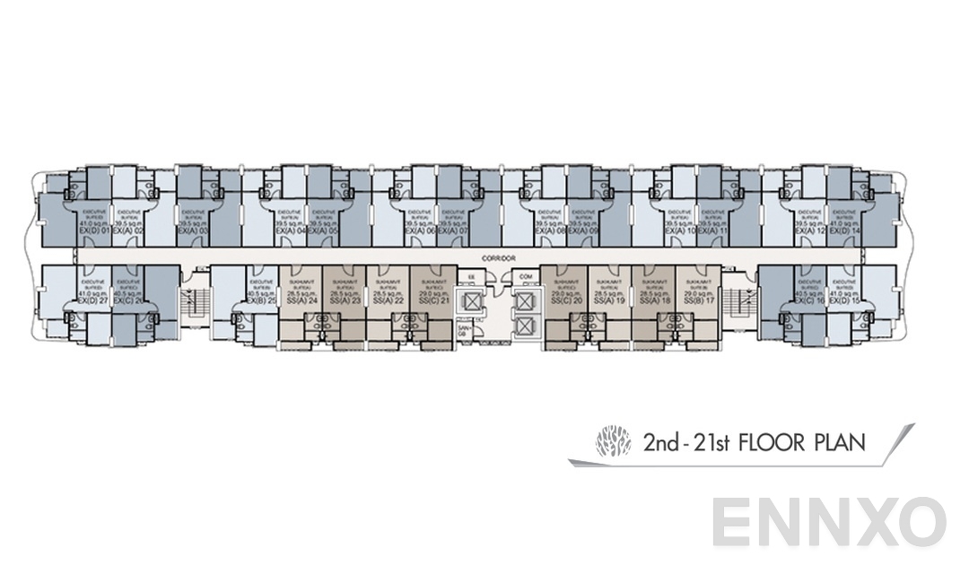 แปลนชั้น 2-21 ของโครงการ Supalai City Resort Chonburi