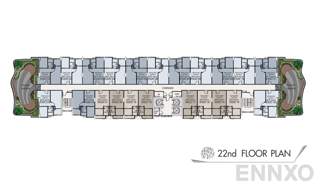 แปลนชั้น 22 ของโครงการ Supalai City Resort Chonburi