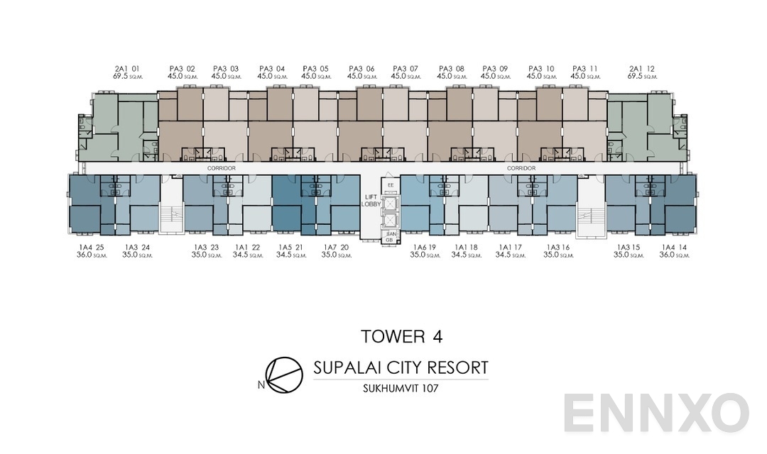 แปลนชั้น tower_4 ของโครงการ SUPALAI City Resort SUKHUMVIT 107