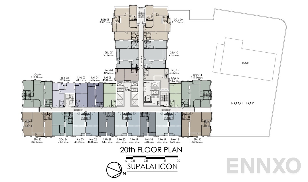 แปลนชั้น 20th Floor Plan ของโครงการ Supalai ICON Sathorn