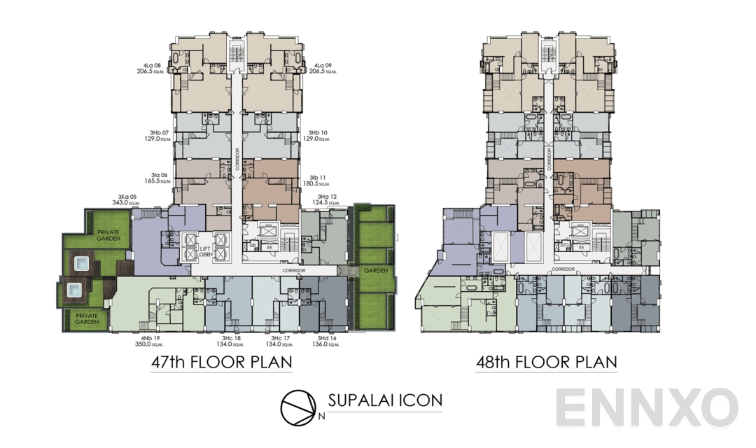 แปลนชั้น 47-48th Floor Plan ของโครงการ Supalai ICON Sathorn