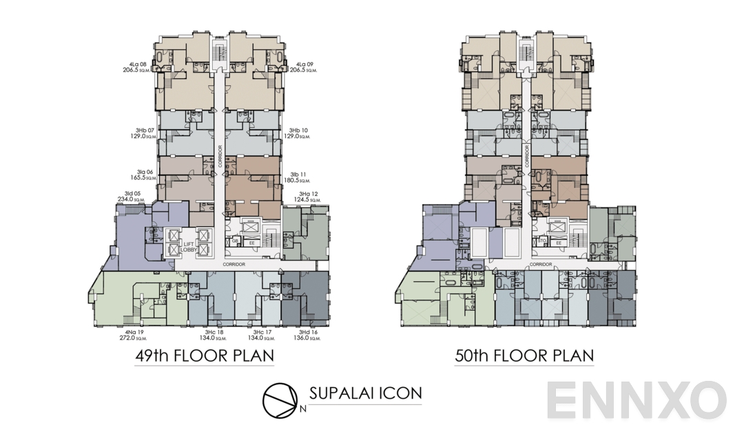 แปลนชั้น 49-50th Floor Plan ของโครงการ Supalai ICON Sathorn