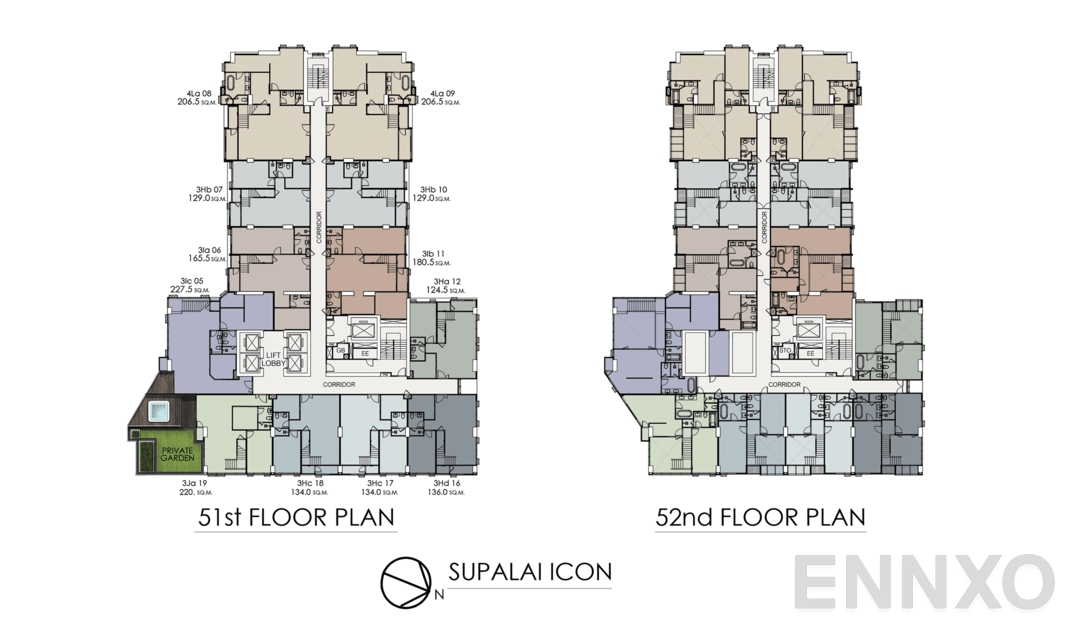 แปลนชั้น 51st-52nd Floor Plan ของโครงการ Supalai ICON Sathorn