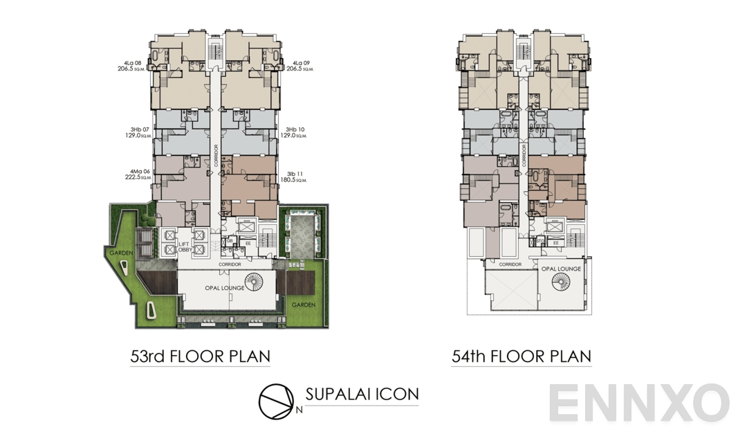 แปลนชั้น 53rd-54th Floor Plan ของโครงการ Supalai ICON Sathorn