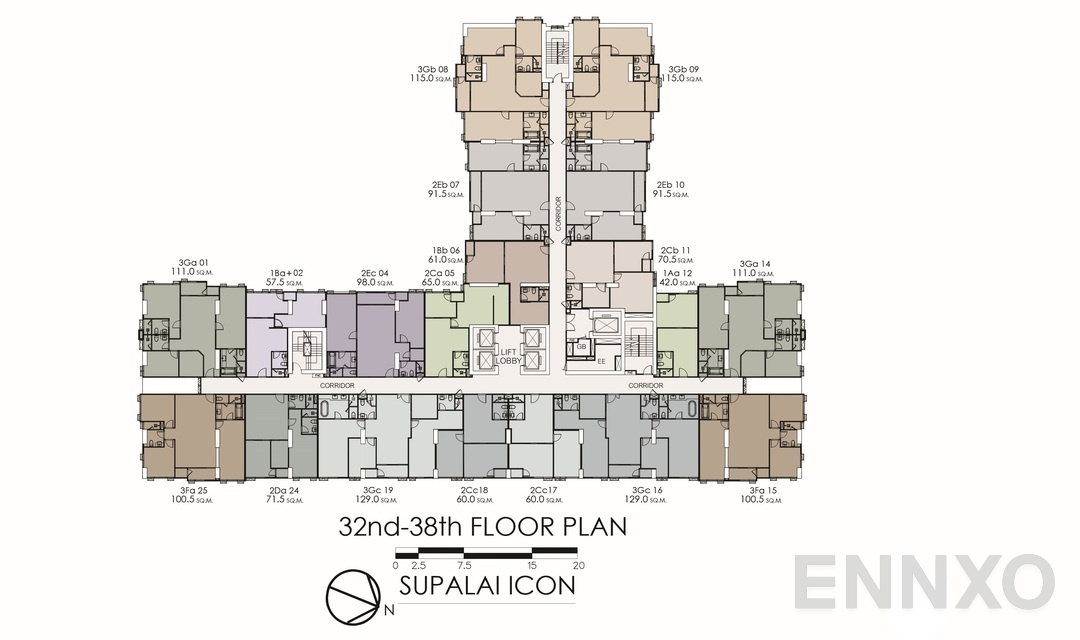 แปลนชั้น 32nd-38th Floor Plan ของโครงการ Supalai ICON Sathorn