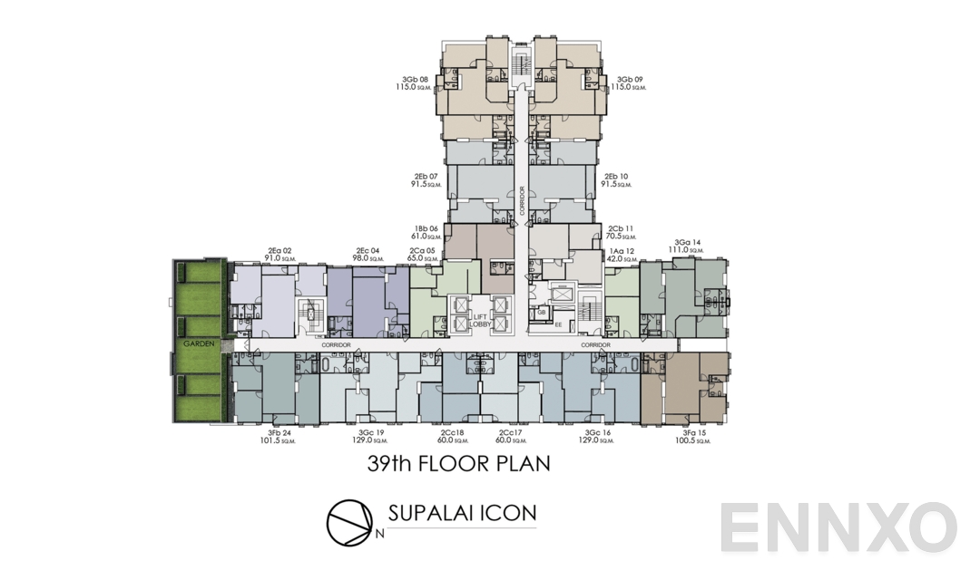 แปลนชั้น 39th Floor Plan ของโครงการ Supalai ICON Sathorn