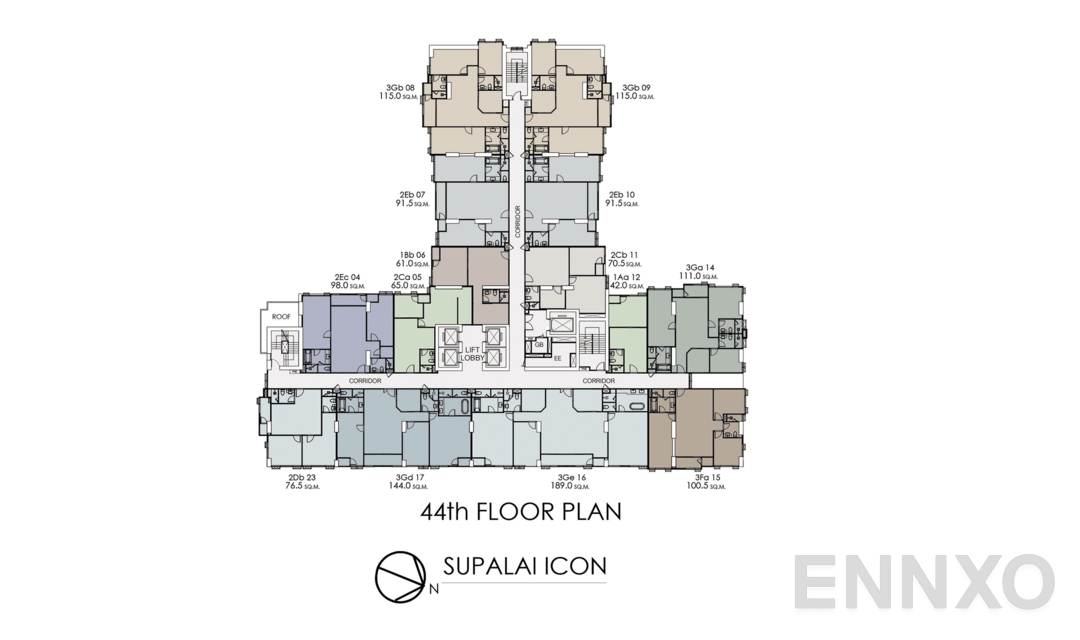 แปลนชั้น 44th Floor Plan ของโครงการ Supalai ICON Sathorn
