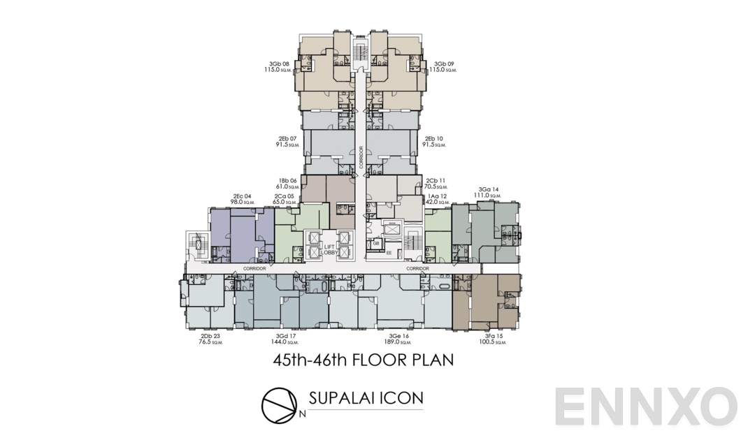 แปลนชั้น 45-46th Floor Plan ของโครงการ Supalai ICON Sathorn