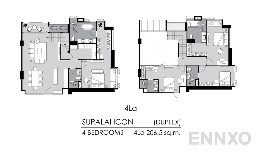 รูปแปลนห้อง 4 Bedrooms 4La ของโครงการ Supalai ICON Sathorn