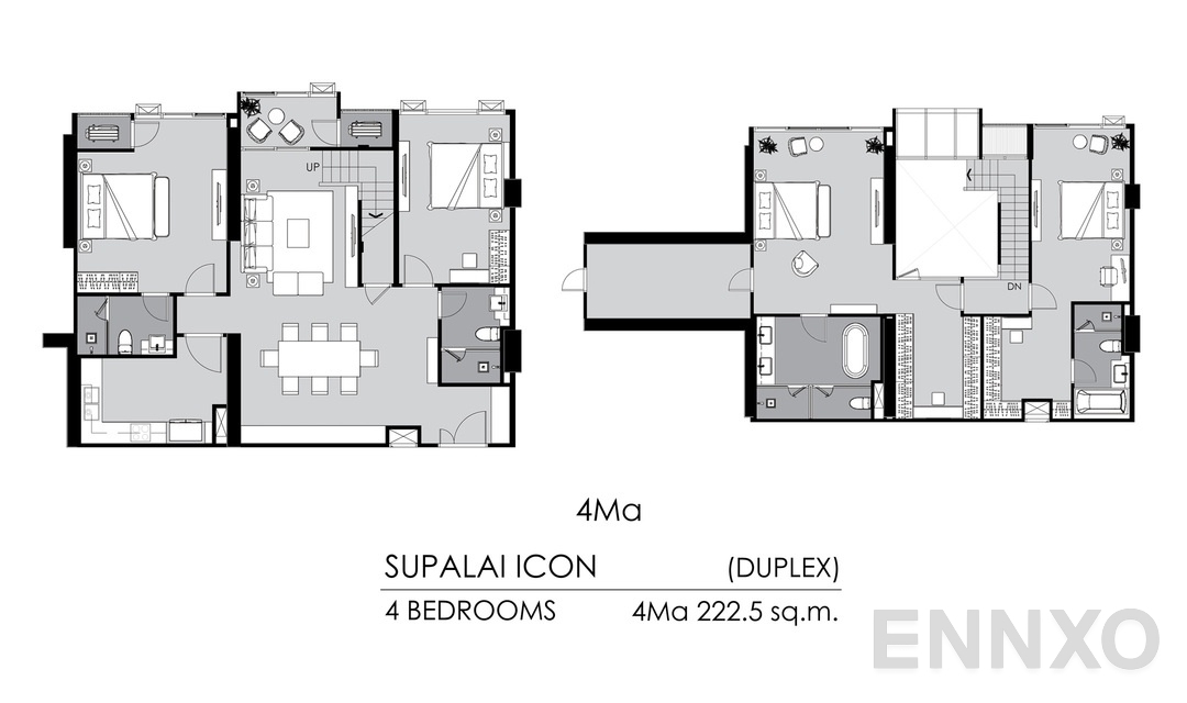 รูปแปลนห้อง 4 Bedrooms 4Ma ของโครงการ Supalai ICON Sathorn