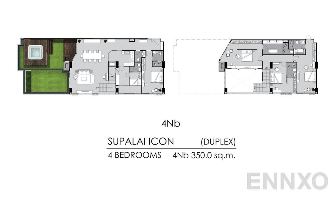 รูปแปลนห้อง 4 Bedrooms 4Nb ของโครงการ Supalai ICON Sathorn