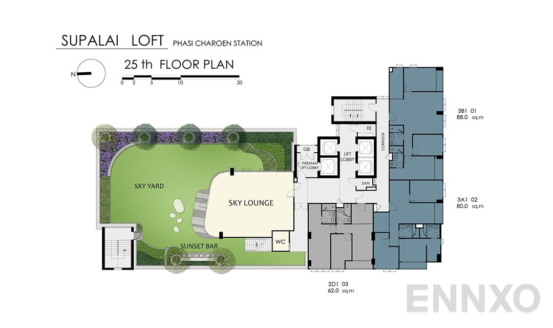 แปลนชั้น Floor Plan 25 ของโครงการ ศุภาลัย ลอฟท์ สถานีภาษีเจริญ