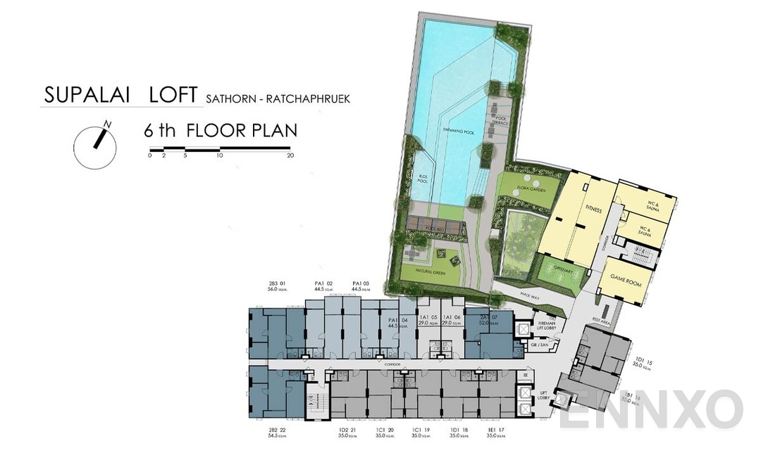 แปลนชั้น 6TH ของโครงการ ศุภาลัย ลอฟท์ สาทร - ราชพฤกษ์