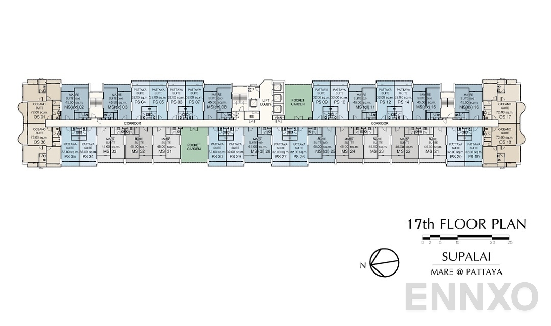 แปลนชั้น 17 ของโครงการ ศุภาลัย มาเรย์ แอท พัทยา
