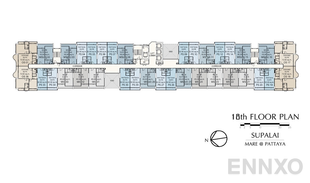แปลนชั้น 18 ของโครงการ ศุภาลัย มาเรย์ แอท พัทยา