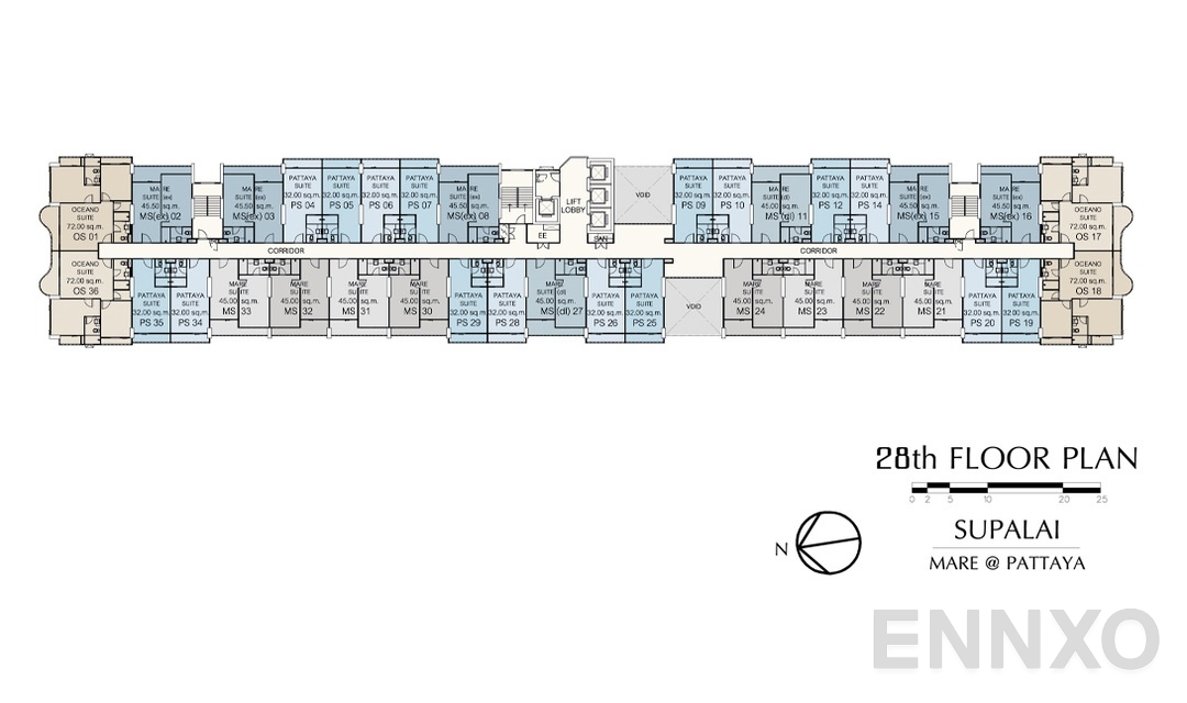 แปลนชั้น 28 ของโครงการ ศุภาลัย มาเรย์ แอท พัทยา
