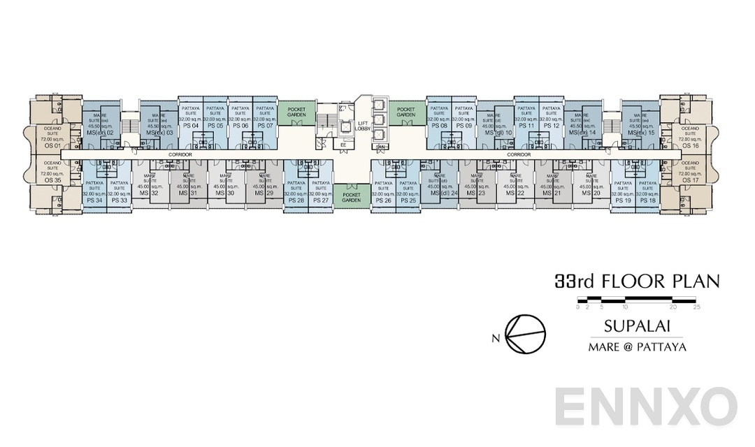 แปลนชั้น 33 ของโครงการ ศุภาลัย มาเรย์ แอท พัทยา
