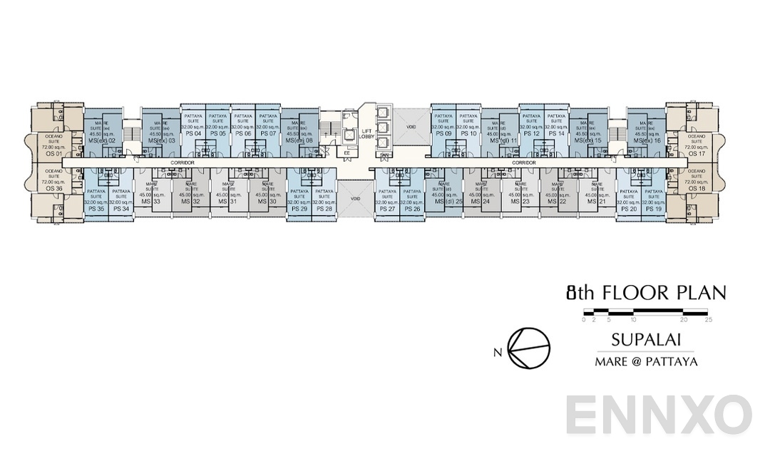 แปลนชั้น 8 ของโครงการ ศุภาลัย มาเรย์ แอท พัทยา