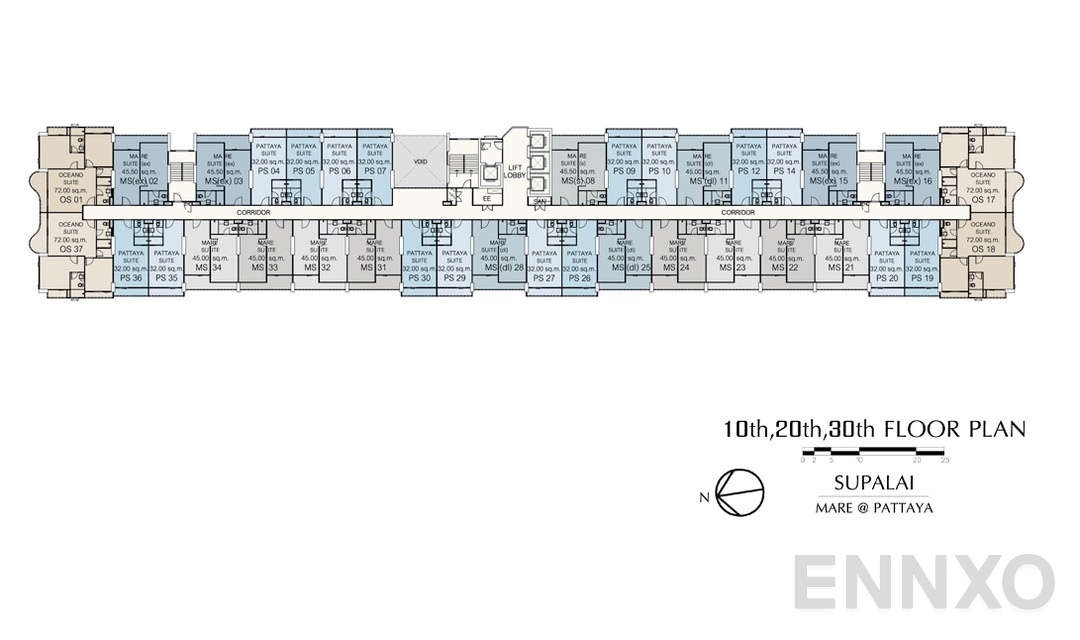 แปลนชั้น 10-20-30 ของโครงการ ศุภาลัย มาเรย์ แอท พัทยา