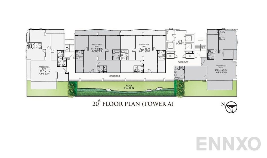 แปลนชั้น TowerA-20TH ของโครงการ ศุภาลัย โอเรียนทัล สุขุมวิท 39