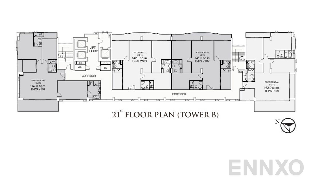 แปลนชั้น TowerB-21TH ของโครงการ ศุภาลัย โอเรียนทัล สุขุมวิท 39
