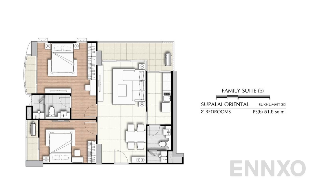 รูปแปลนห้อง 2 Bedrooms FS(b) (81.5 ตร.ม.) ของโครงการ ศุภาลัย โอเรียนทัล สุขุมวิท 39
