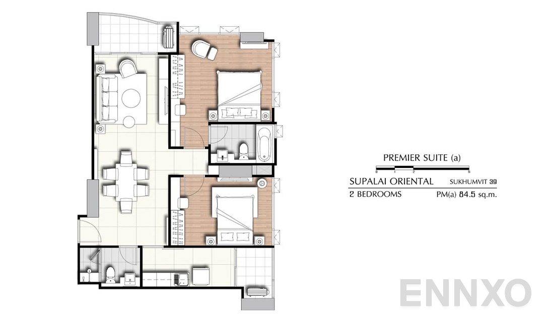 รูปแปลนห้อง 2 Bedrooms PS(a) (84.5 ตร.ม.) ของโครงการ ศุภาลัย โอเรียนทัล สุขุมวิท 39