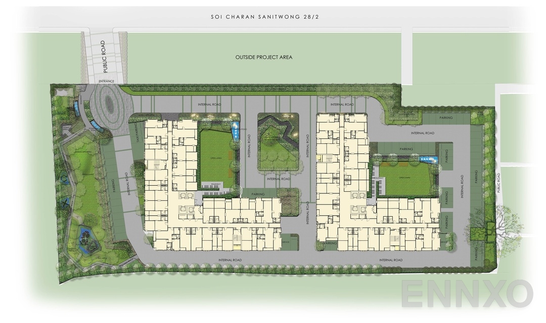 แปลนชั้น Master Plan ของโครงการ Supalai Park Yaek Fai Chai Station