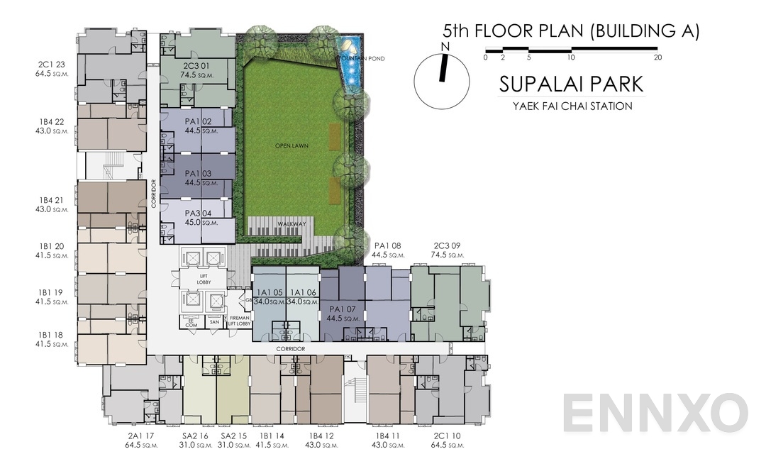 แปลนชั้น Tower-A-5TH ของโครงการ Supalai Park Yaek Fai Chai Station