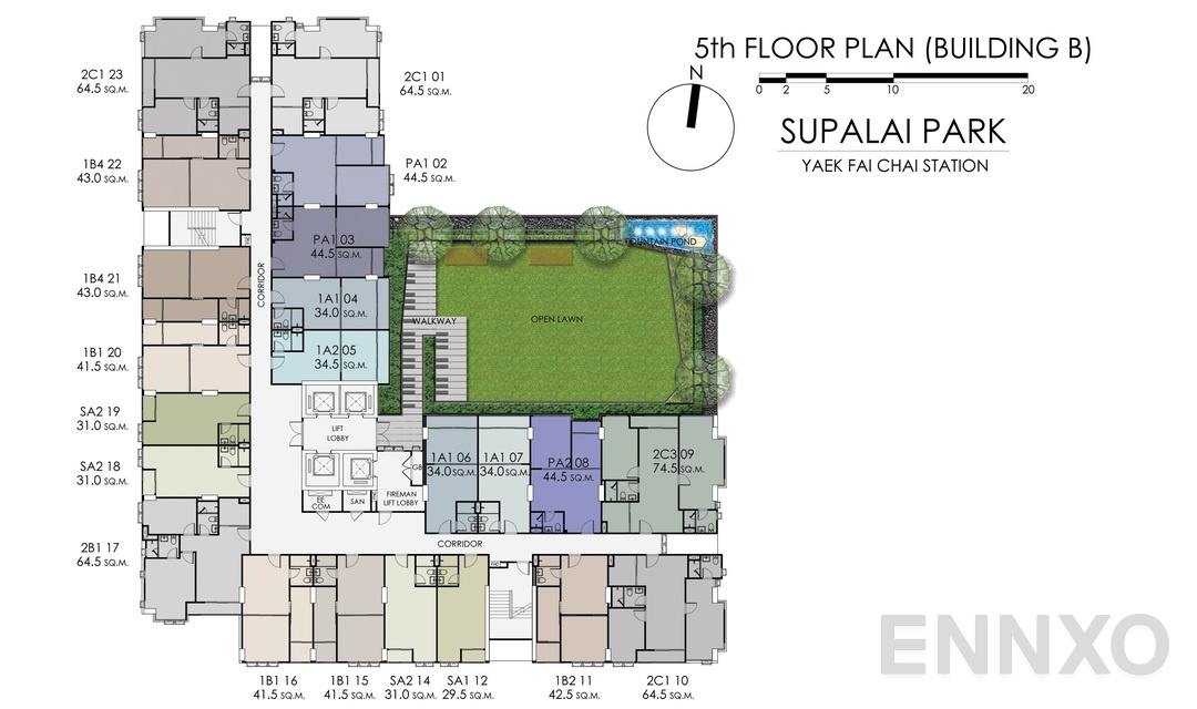 แปลนชั้น Tower-B-5TH ของโครงการ Supalai Park Yaek Fai Chai Station