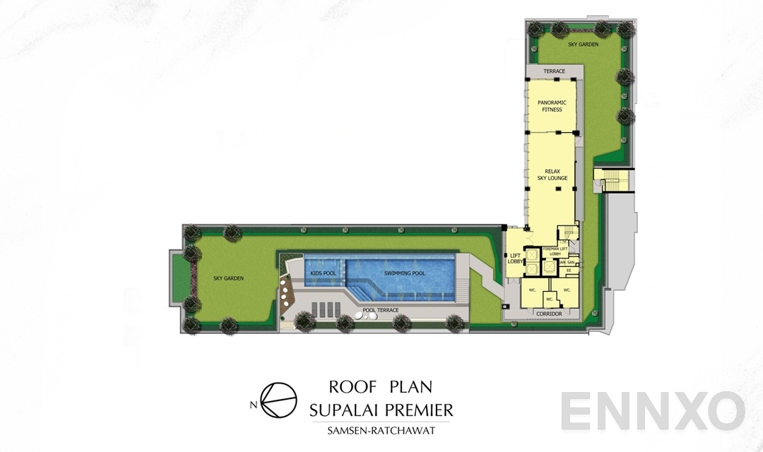 แปลนชั้น Roof Top ของโครงการ Supalai Premier Samsen - Ratchawat
