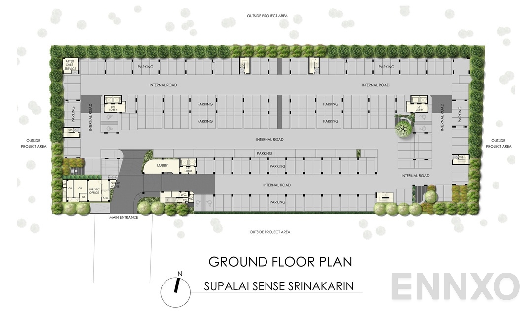 แปลนชั้น Ground Floor Plan ของโครงการ ศุภาลัย เซนส์ ศรีนครินทร์