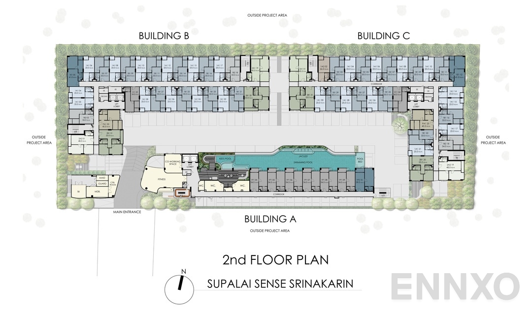 แปลนชั้น 2nd Floor Plan ของโครงการ ศุภาลัย เซนส์ ศรีนครินทร์