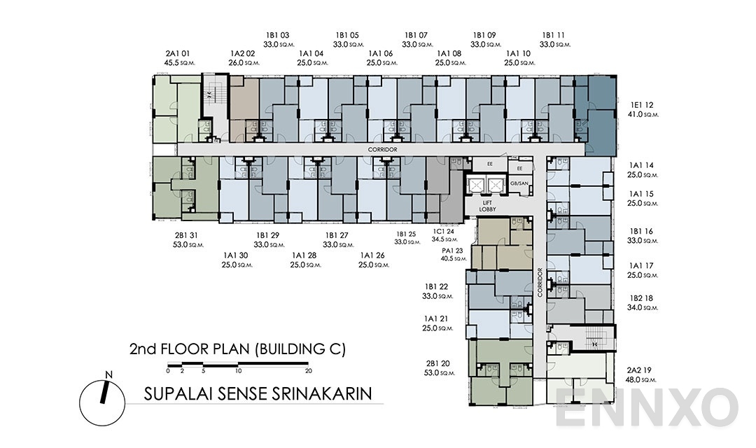 แปลนชั้น 2nd-Floor-Plan-(Building-C)-(1) ของโครงการ ศุภาลัย เซนส์ ศรีนครินทร์