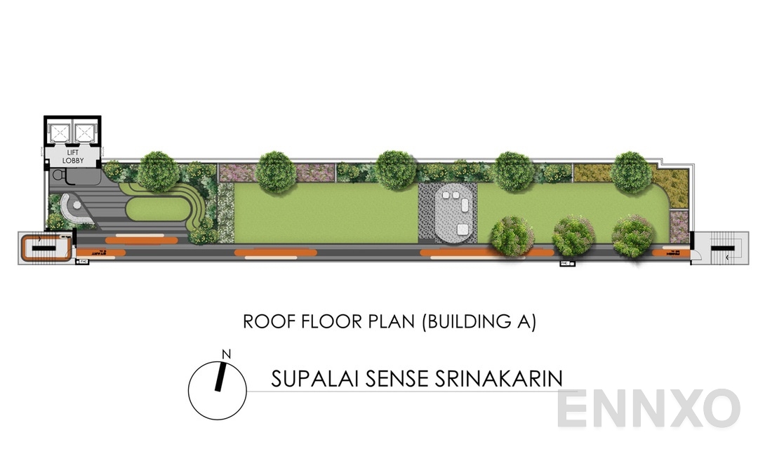 แปลนชั้น ROOF FLOOR PLAN (BUILDING A) ของโครงการ ศุภาลัย เซนส์ ศรีนครินทร์