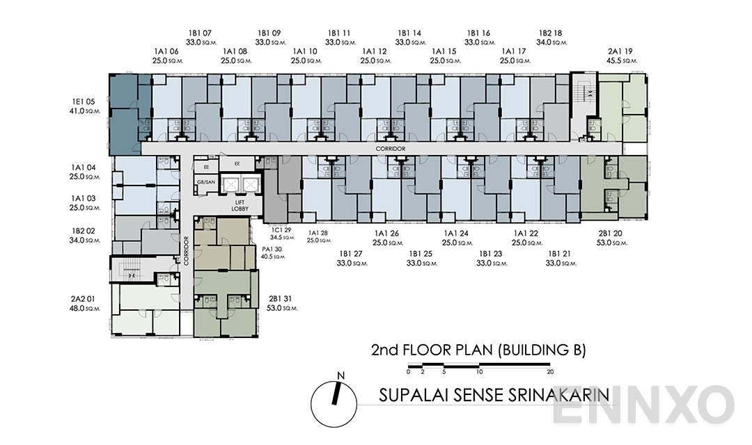 แปลนชั้น 2nd-Floor-Plan-(Building-B)-(1) ของโครงการ ศุภาลัย เซนส์ ศรีนครินทร์