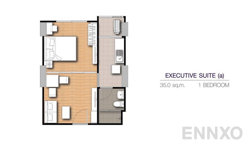 รูปแปลนห้อง 1 Bedroom ของโครงการ ศุภาลัย เวอเรนด้า สถานีภาษีเจริญ