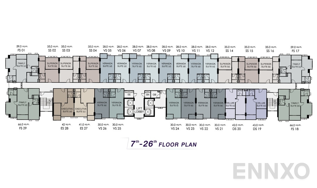 แปลนชั้น Tower-C-7-29 ของโครงการ ศุภาลัย เวอเรนด้า รามคำแหง