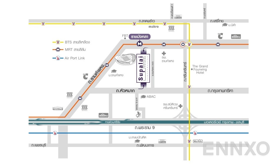 ภาพแผนที่แสดงที่ตั้งโครงการ Supalai Veranda Ramkhamhaeng
(ศุภาลัย เวอเรนด้า รามคำแหง) และสถานที่โดยรอบ