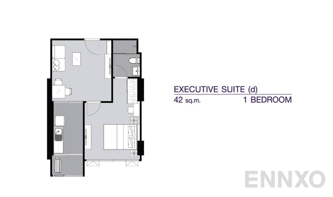 รูปแปลนห้อง 1 Bedroom EX(d) (42 ตร.ม.) ของโครงการ ศุภาลัย เวอเรนด้า รามคำแหง