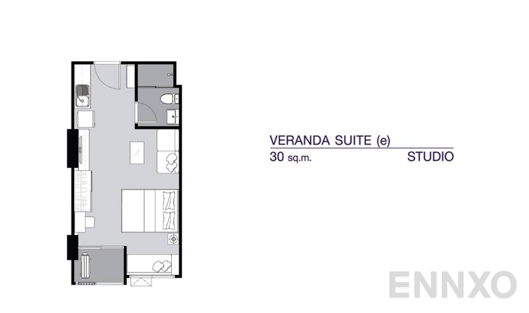 รูปแปลนห้อง Studio VS(e) (30 ตร.ม.) ของโครงการ ศุภาลัย เวอเรนด้า รามคำแหง