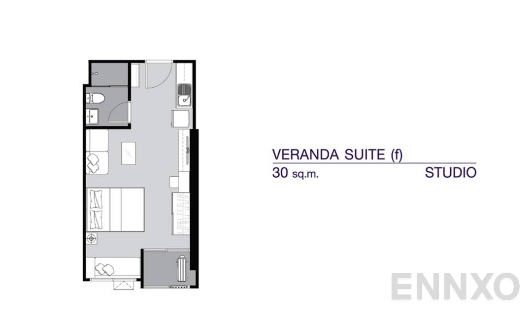 รูปแปลนห้อง Studio VS(f) (30 ตร.ม.) ของโครงการ ศุภาลัย เวอเรนด้า รามคำแหง