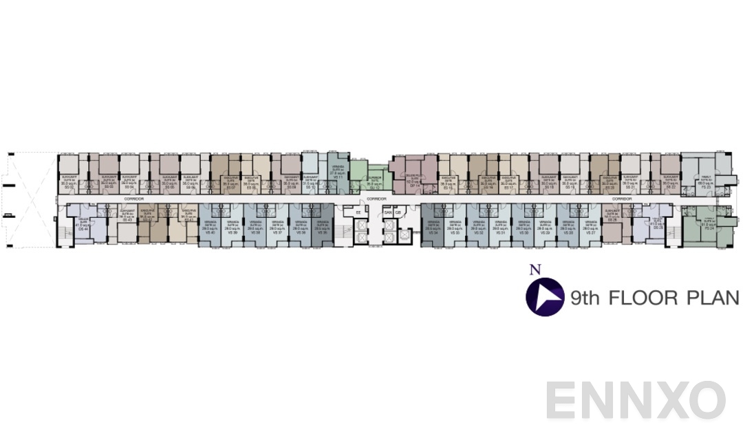 แปลนชั้น 9 ของโครงการ ศุภาลัย เวอเรนด้า สุขุมวิท 117