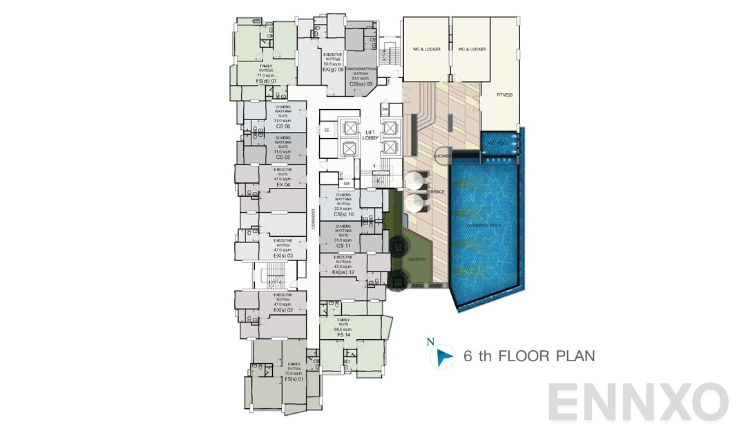 แปลนชั้น 6TH ของโครงการ ศุภาลัย วิสต้า ห้าแยกปากเกร็ด