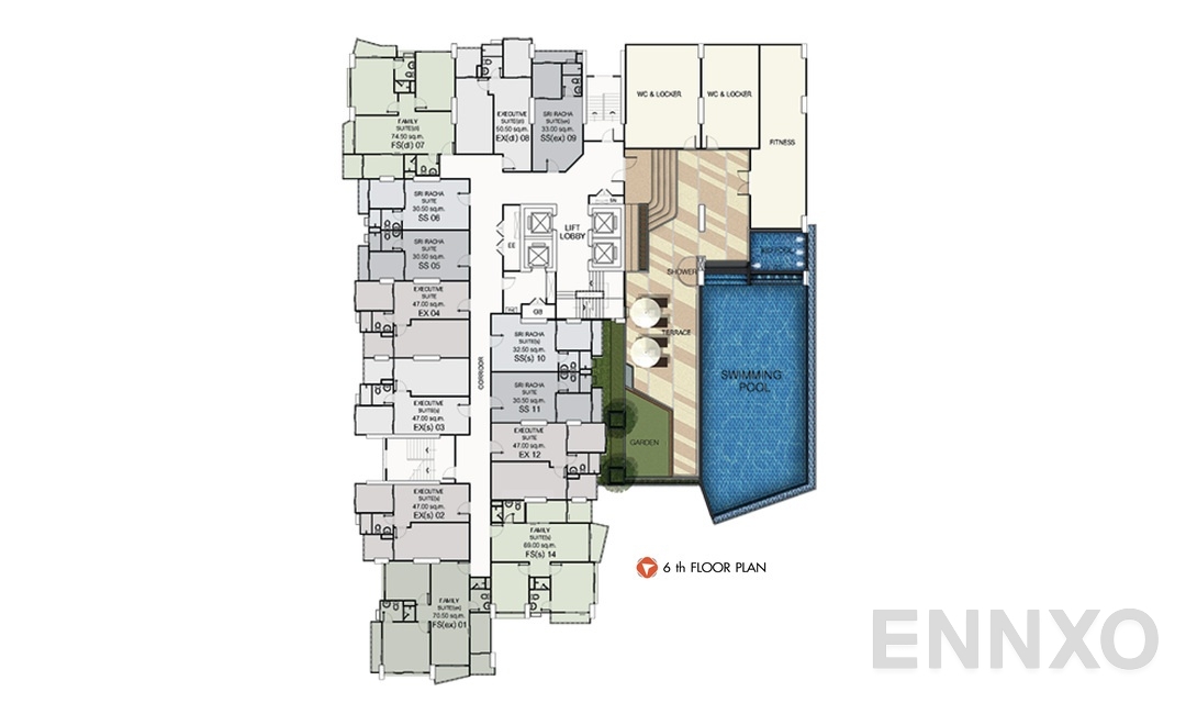 แปลนชั้น 6TH ของโครงการ ศุภาลัย วิสต้า ศรีราชา - แยกท่าเรือแหลมฉบัง