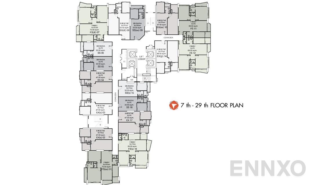 แปลนชั้น 7-29TH ของโครงการ ศุภาลัย วิสต้า ศรีราชา - แยกท่าเรือแหลมฉบัง