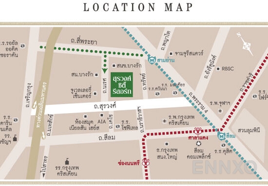 ภาพแผนที่แสดงที่ตั้งโครงการ Surawong City Resort
(สุรวงศ์ ซิตี้ รีสอร์ท) และสถานที่โดยรอบ