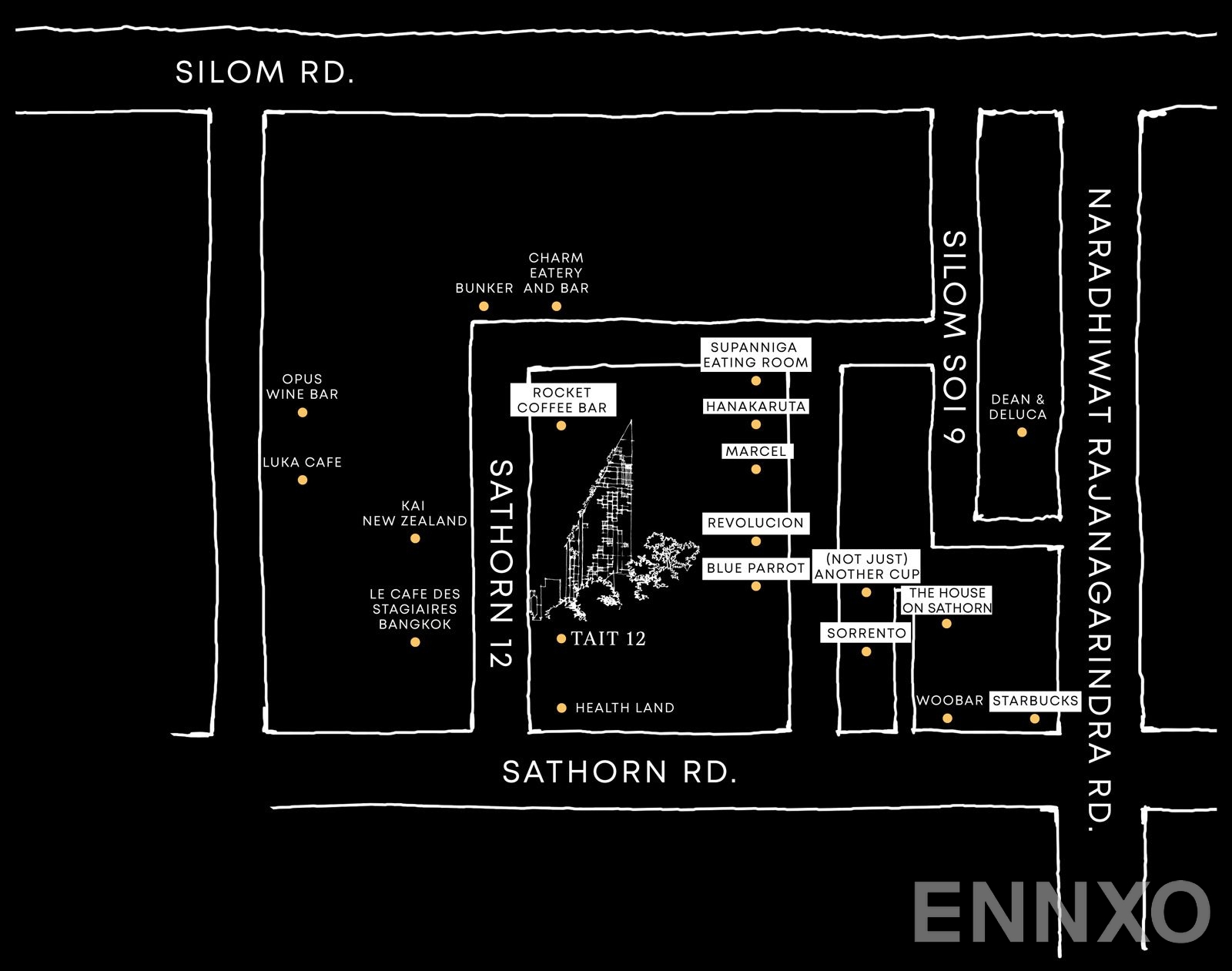 ภาพแผนที่แสดงที่ตั้งโครงการ เทตต์ ทเวลฟ์ และสถานที่โดยรอบ